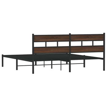Bettgestell ohne Matratze mit Kopfteil Braun Eiche 193x203 cm