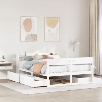 ARDEBO.de - Massivholzbett ohne Matratze Weiß 160x200 Kiefernholz