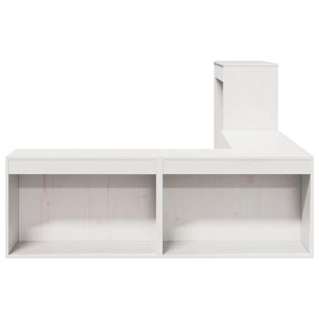 Nachttisch mit Schreibtisch Weiß 232x112x75 cm Massivholz