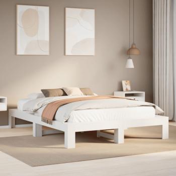 ARDEBO.de - Massivholzbett ohne Matratze Weiß 150x200 cm Kiefernholz