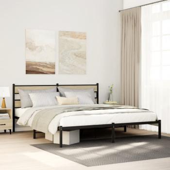 ARDEBO.de - Metallbett ohne Matratze Sonoma-Eiche 193x203 cm