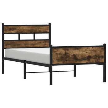 Bettgestell ohne Matratze Räuchereiche 75x190 cm Holzwerkstoff