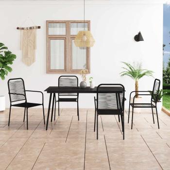 ARDEBO.de - 5-tlg. Garten-Essgruppe Baumwollseil und Stahl Schwarz
