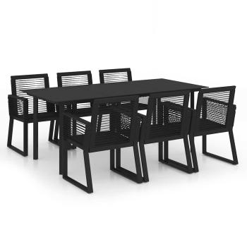 7-tlg. Garten-Essgruppe PVC Rattan Schwarz