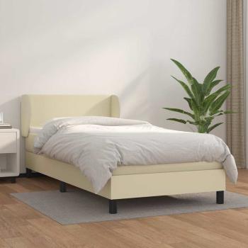 ARDEBO.de - Boxspringbett mit Matratze Creme 80x200 cm Kunstleder