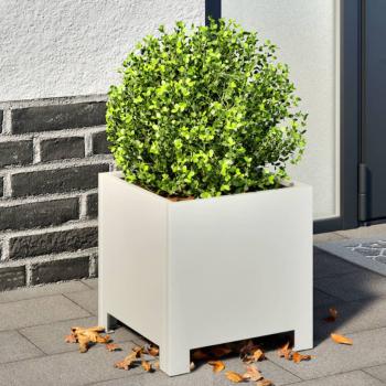 ARDEBO.de - Pflanzkübel Weiß 30x30x30 Stahl