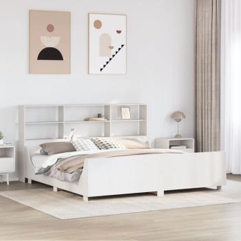 ARDEBO.de - Massivholzbett mit Regal ohne Matratze Weiß 180x200 cm