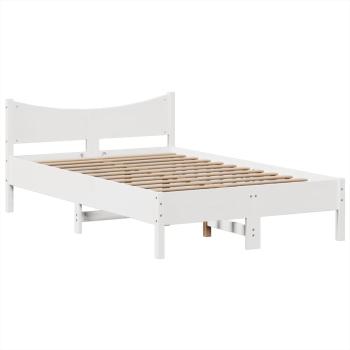 Massivholzbett ohne Matratze Weiß 135x190 cm Kiefernholz