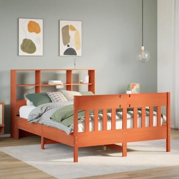 ARDEBO.de - Massivholzbett ohne Matratze Wachsbraun 140x190 cm Kiefernholz