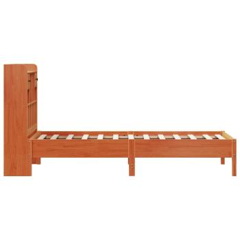 Massivholzbett mit Regal ohne Matratze Wachsbraun 75x190 cm