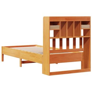 Massivholzbett mit Regal ohne Matratze Wachsbraun 75x190 cm