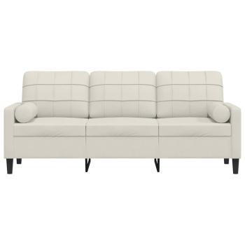 3-Sitzer-Sofa mit Zierkissen Creme 180 cm Samt