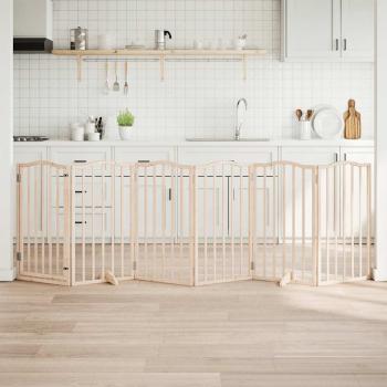 ARDEBO.de - Hundegitter mit Tür Faltbar 6 Paneele 300 cm Pappelholz