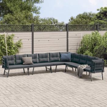 ARDEBO.de - Gartenbänke 4 Stk. mit Kissen Schwarz Pulverbeschichteter Stahl