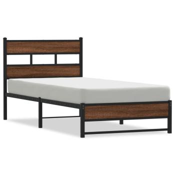 Metallbett ohne Matratze Eichen-Optik 75x190 cm