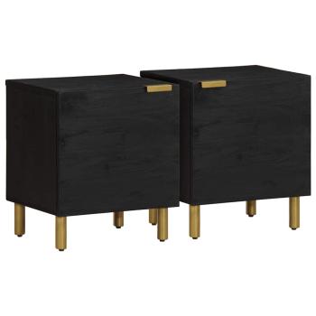 ARDEBO.de - Nachttische 2 Stk. Schwarz 40x33x46 cm Massivholz Mango