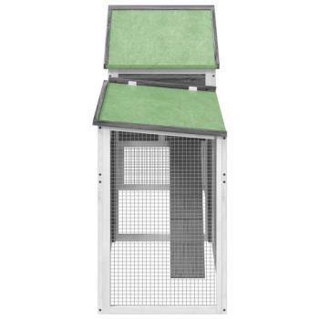 Kaninchenstall Grau 185,5x60,5x109,5 cm Massivholz Kiefer
