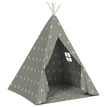 Kinder Tipi-Zelt mit Tasche Polyester Grau 115x115x160 cm