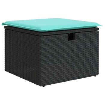 9-tlg. Garten-Sofagarnitur mit Kissen Schwarz Poly Rattan