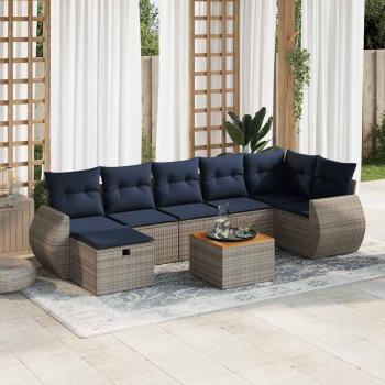 ARDEBO.de - 8-tlg. Garten-Sofagarnitur mit Kissen Grau Poly Rattan