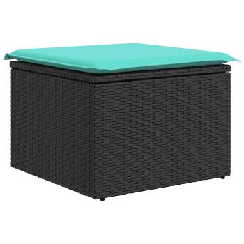 7-tlg. Garten-Sofagarnitur mit Kissen Schwarz Poly Rattan