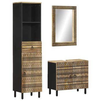 ARDEBO.de - 3-tlg. Badmöbel-Set Massivholz Mango