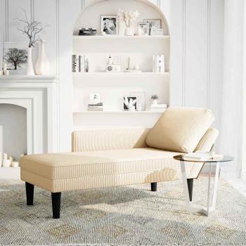 ARDEBO.de - Chaiselongue mit Kissen Creme Cordstoff