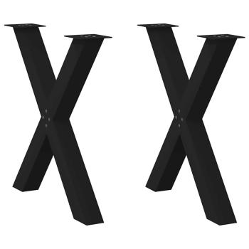 ARDEBO.de - Esstischbeine X-Form 2 Stk. Schwarz 80x(72-73) cm Stahl