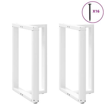ARDEBO.de - Bartischbeine T-Form 2 Stk. Weiß 60x35x(90-91) cm Stahl