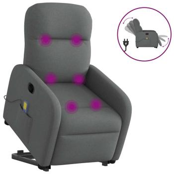 ARDEBO.de - Elektrischer Massagesessel mit Aufstehhilfe Dunkelgrau Stoff