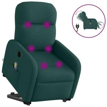 ARDEBO.de - Elektrischer Massagesessel mit Aufstehhilfe Dunkelgrün Stoff