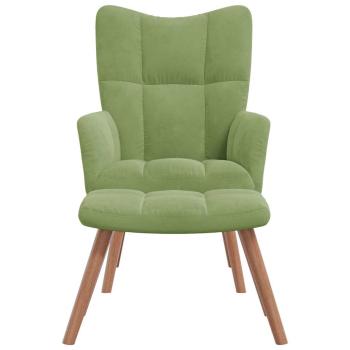 Relaxsessel mit Hocker Hellgr?n Samt