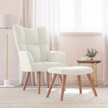 ARDEBO.de - Relaxsessel mit Hocker Cremeweiß Samt