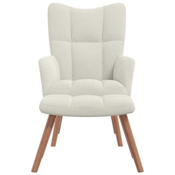 Relaxsessel mit Hocker Cremeweiß Samt