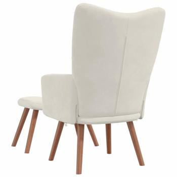 Relaxsessel mit Hocker Cremeweiß Samt