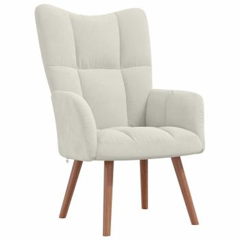 Relaxsessel mit Hocker Cremeweiß Samt