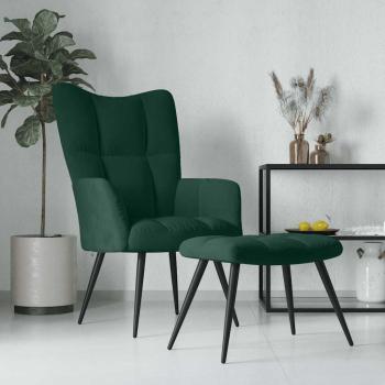 ARDEBO.de - Relaxsessel mit Hocker Dunkelgrün Samt
