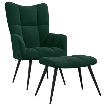 Relaxsessel mit Hocker Dunkelgrün Samt