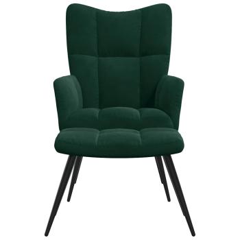 Relaxsessel mit Hocker Dunkelgrün Samt