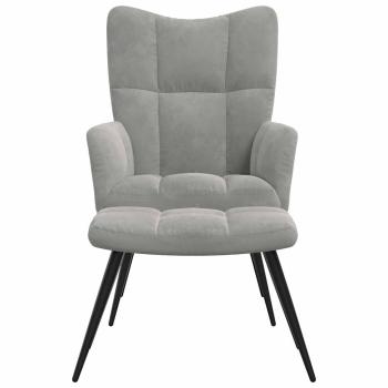 Relaxsessel mit Hocker Hellgrau Samt
