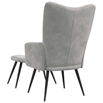 Relaxsessel mit Hocker Hellgrau Samt