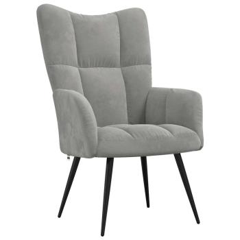 Relaxsessel mit Hocker Hellgrau Samt
