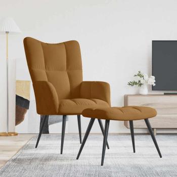 ARDEBO.de - Relaxsessel mit Hocker Braun Samt