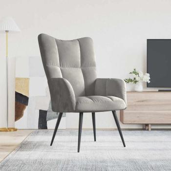 ARDEBO.de - Relaxsessel Hellgrau Samt