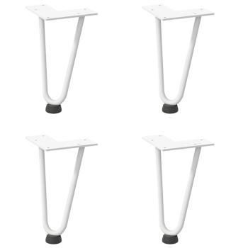 Haarnadelbeine für Couchtisch 4 Stk. Weiß 20 cm Massivstahl