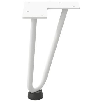 Haarnadelbeine für Couchtisch 4 Stk. Weiß 20 cm Massivstahl