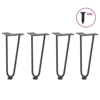 ARDEBO.de - Haarnadelbeine für Couchtisch 4 Stk. Anthrazit 30 cm Massivstahl