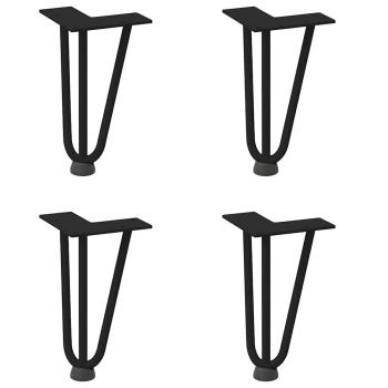 Haarnadelbeine für Couchtisch 4 Stk. Schwarz 20 cm Massivstahl