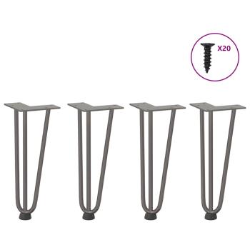 Haarnadelbeine für Couchtisch 4 Stk. Naturstahl 30 cm Massivstahl