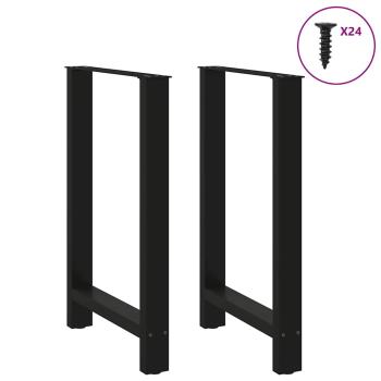 Bartischbeine Schwarz 2 Stk. 60x(90-91) cm Stahl